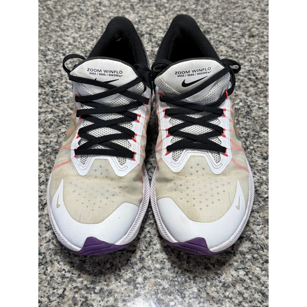 Nike Zoom Winflo 8 Running Shoes Womens 10 White Black CW3421-103 Good Flywire